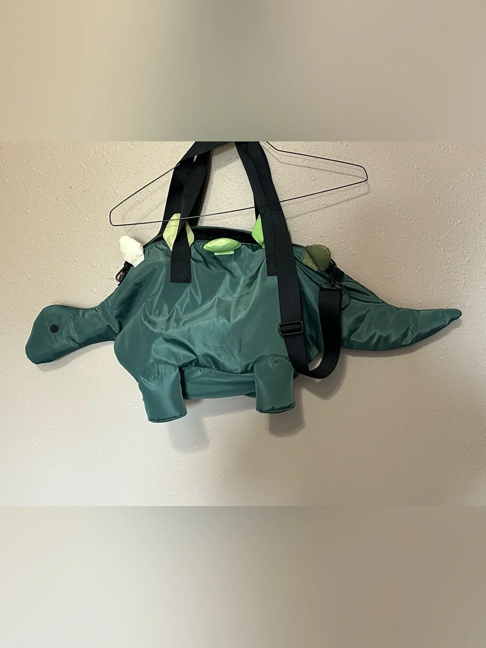 Cat & Jack Dinosaur Duffel Kids OS Green Solid Novelty 2024 Polyester Travel Bag